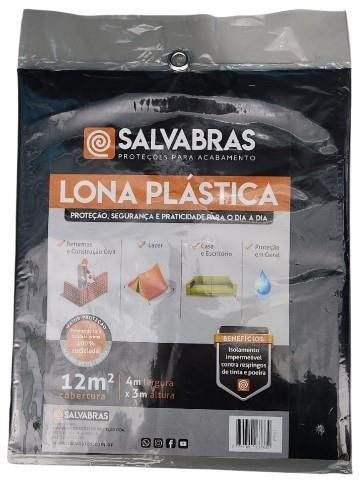 Lona Plástica Preta Proteção Reformas Obras 12m² Salvabras