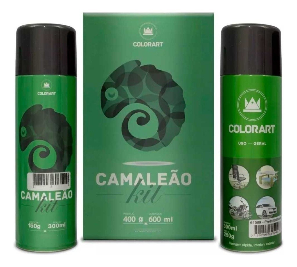 Tinta Spray Kit Camaleão Colorart Fundo + Efeito Verde