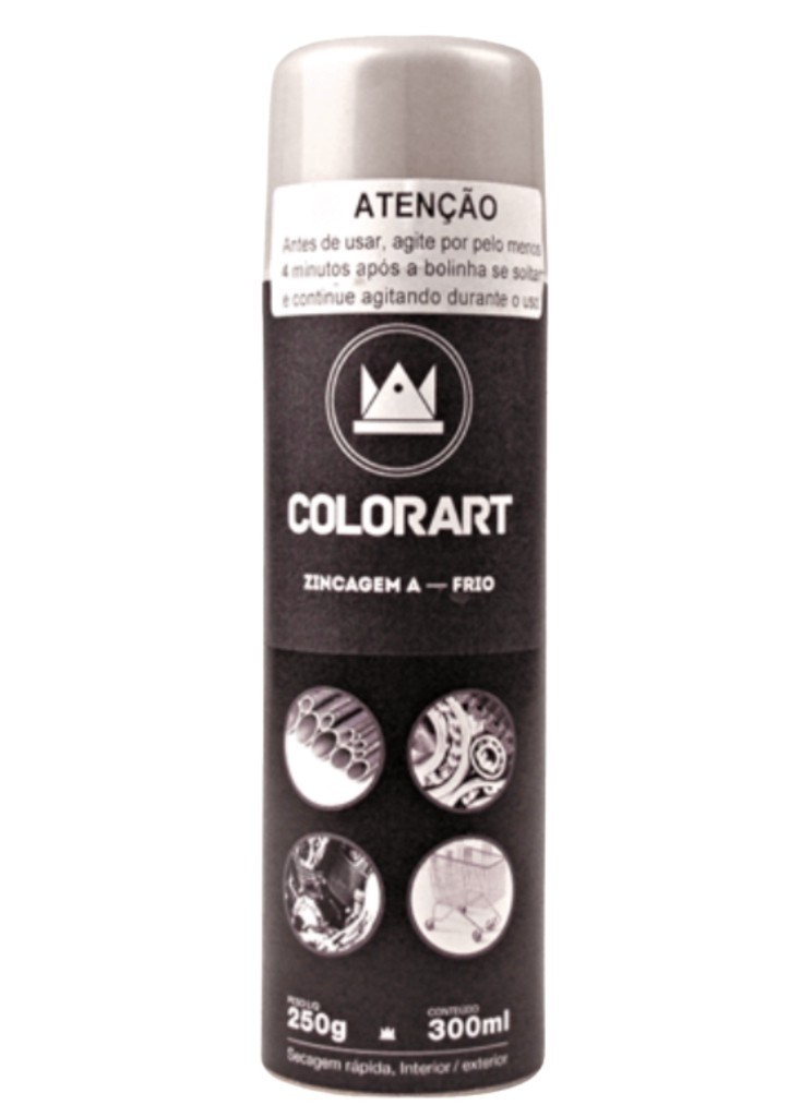 Tinta Spray Zincagem a Frio Colorart 300ml Evita Corrosão