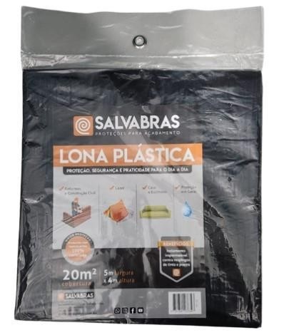 Lona Plástica Preta Proteção Reformas Obras 20m² Salvabras