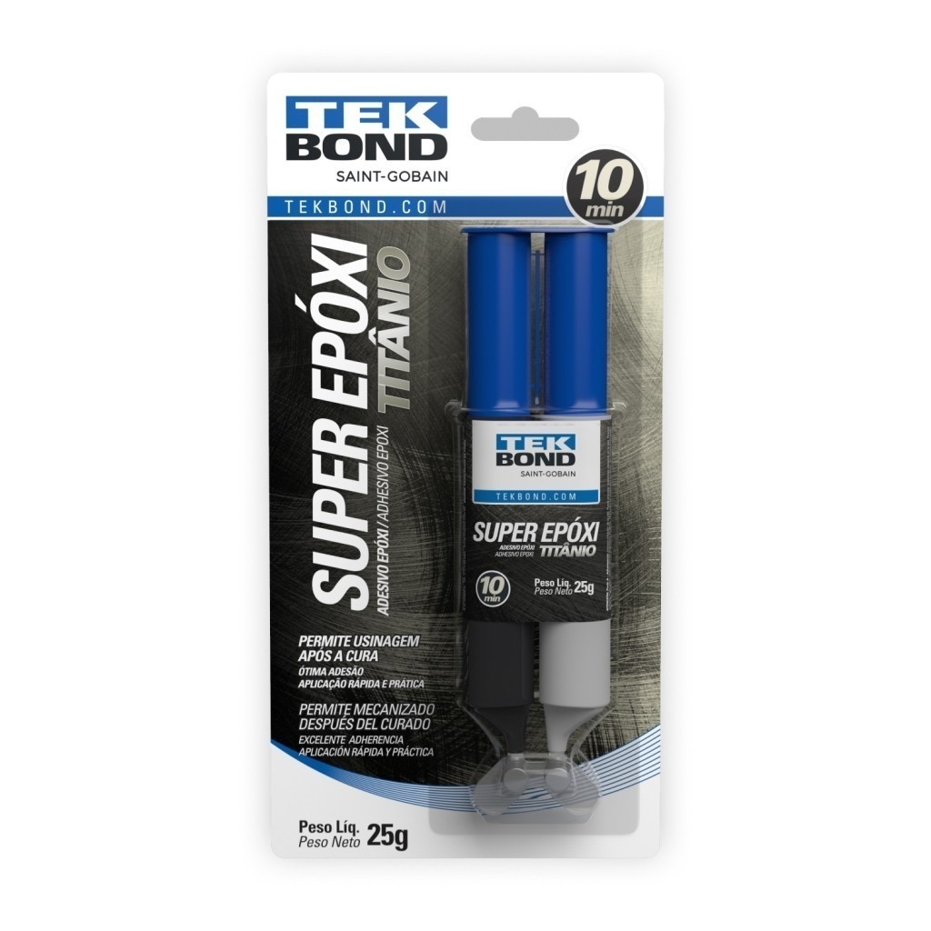 Super Adesivo Epóxi Titanio Cola Cinza Seringa 25g Tekbond
