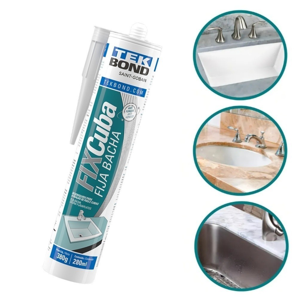 Fix Cuba Cola Adesivo Branco Pia Granito Inox 380g Tekbond