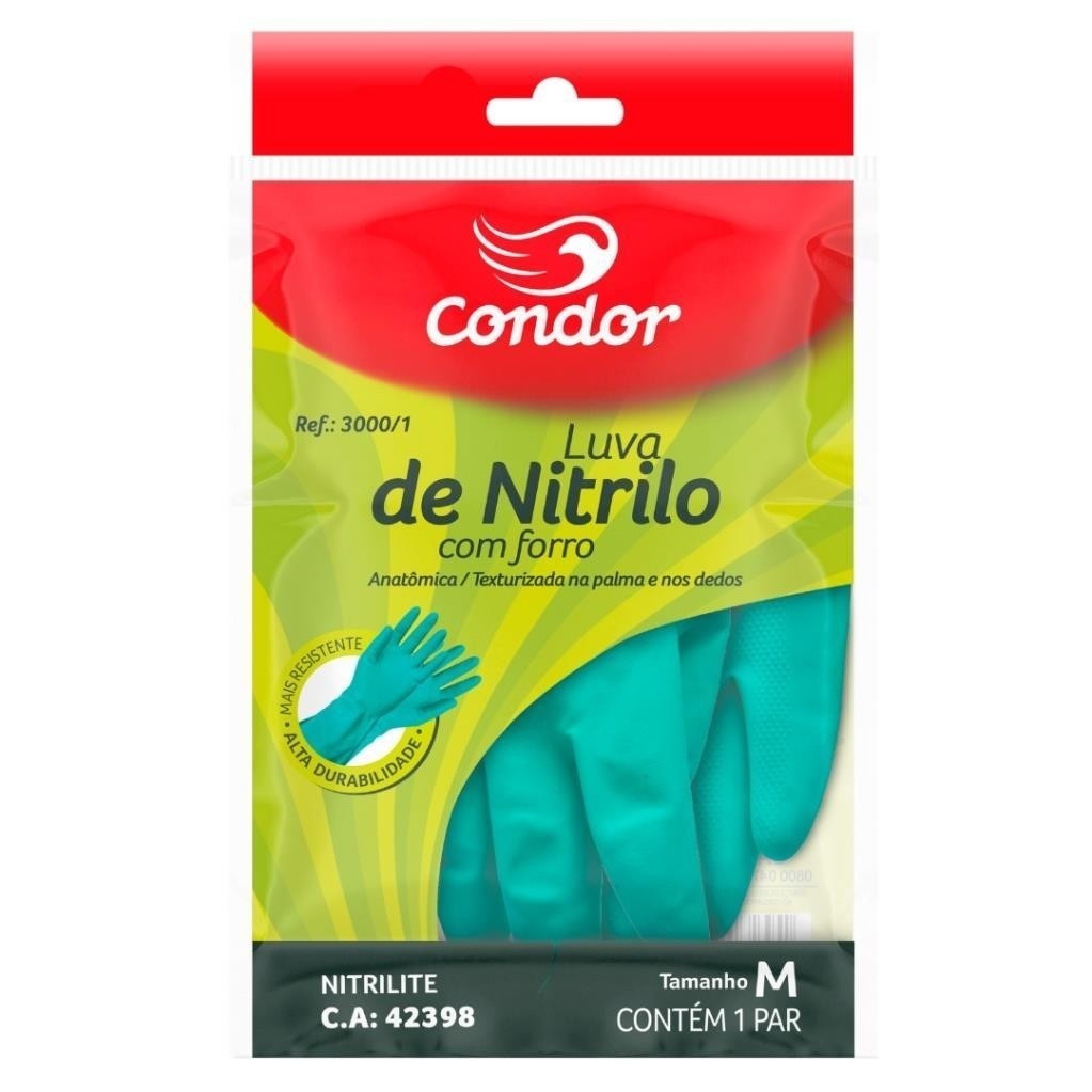 Luva Nítrilo Forro Segurança Antiderrapantes 3000/1 M Condor