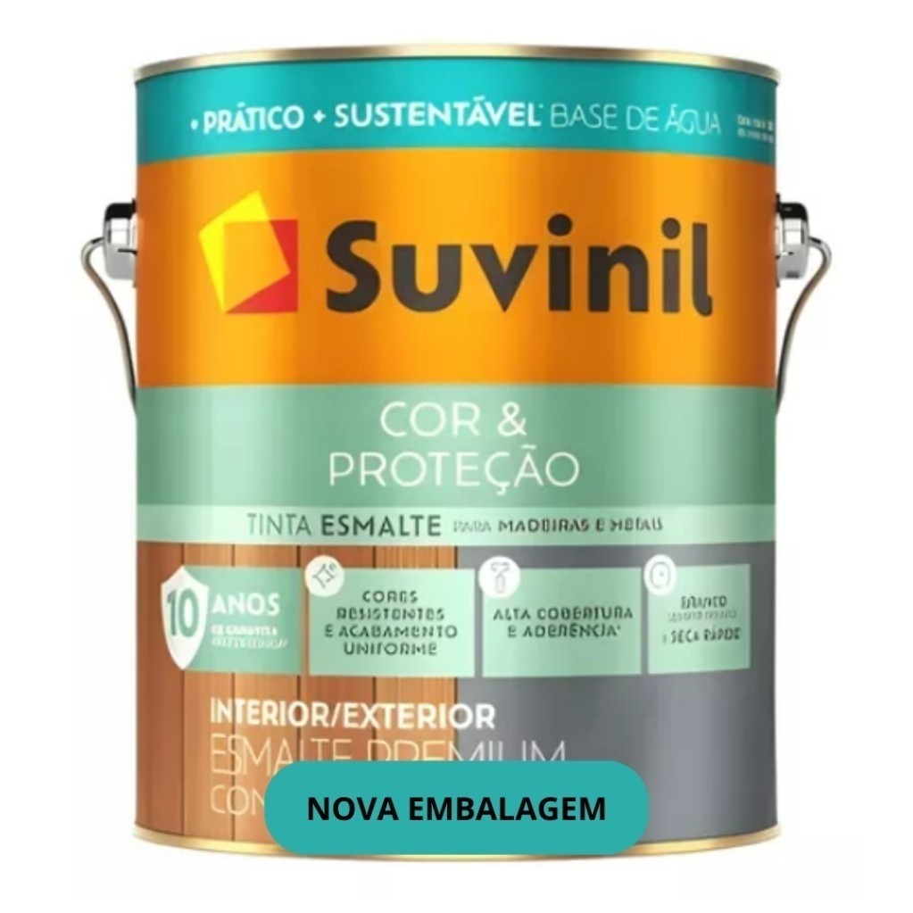 Tinta Esmalte Cor Proteção Base Água Brilhante Suvinil 3,6l Amarelo Ouro