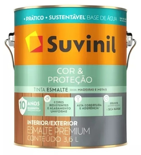 Tinta Esmalte Cor Proteção Base Água Acetinado Suvinil 3,6l Platina
