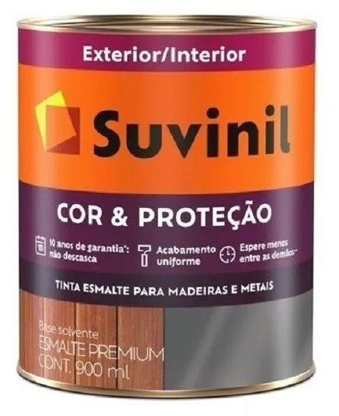 Tinta Esmalte Cor E Proteção Acetinado Solvente Suvinil 900ml Branco