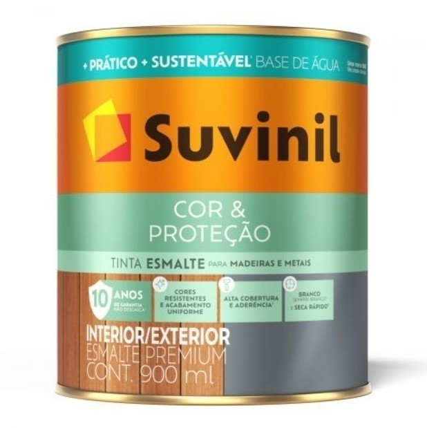 Tinta Esmalte Cor Proteção Base Água Acetinado Suvinil 900ml Tabaco