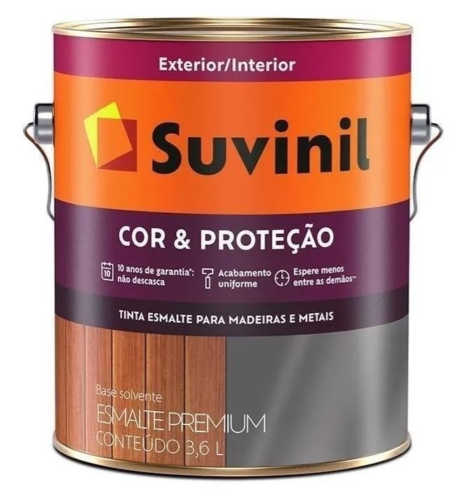 Tinta Esmalte Cor E Proteção Acetinado Solvente Suvinil 3,6l Branco