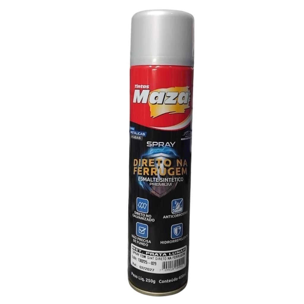 Spray Esmalte Direto Ferrugem Sem Fundo Platina 400ml Maza