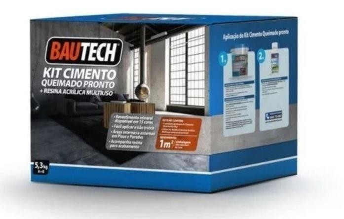 Kit Cimento Queimado + Resina Acrílica P/ Piso Bautech 5,3kg