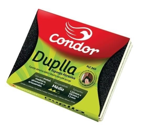 Lixa Esponja Abrasiva Duplla Média Grão 220 Condor 860 2 un
