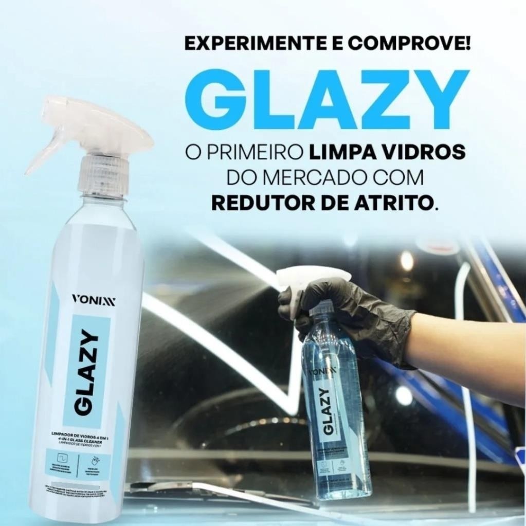 Glazy Limpa Vidros 4 em 1 Reduz Atrito Marcas de Dedo Vonixx