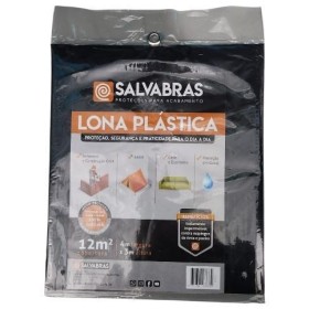 Lona Plástica Preta Proteção Reformas Obras 12m² Salvabras