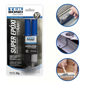 Super Adesivo Epóxi Titanio Cola Cinza Seringa 25g Tekbond